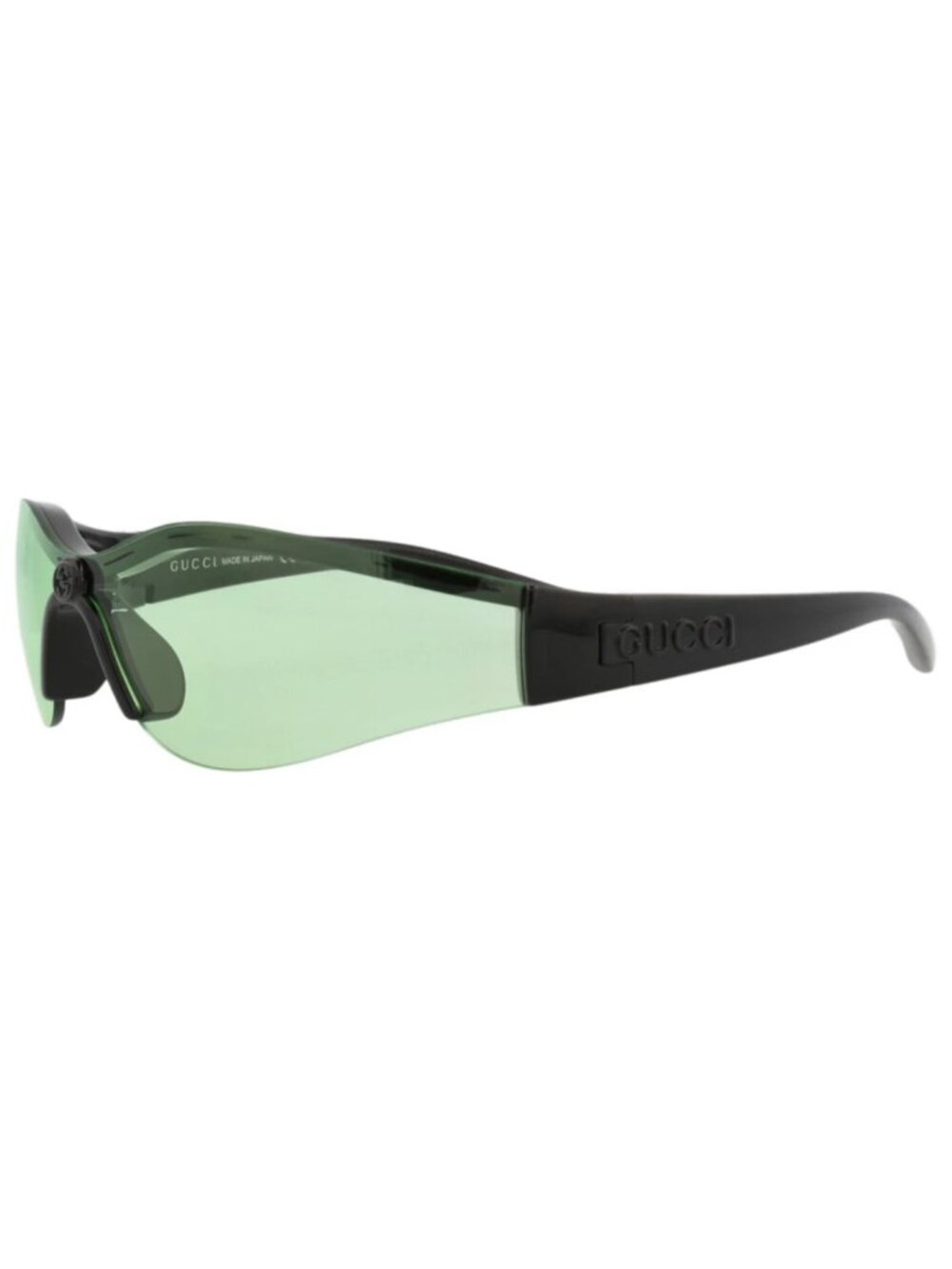 New Gucci Women's Sunglasses Shield Wrap Injection Frame Black Black Green